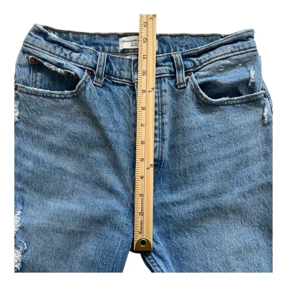 Abercrombie & Fitch The Dad High Rise Jeans Womens 28/6S Distressed Button Fly